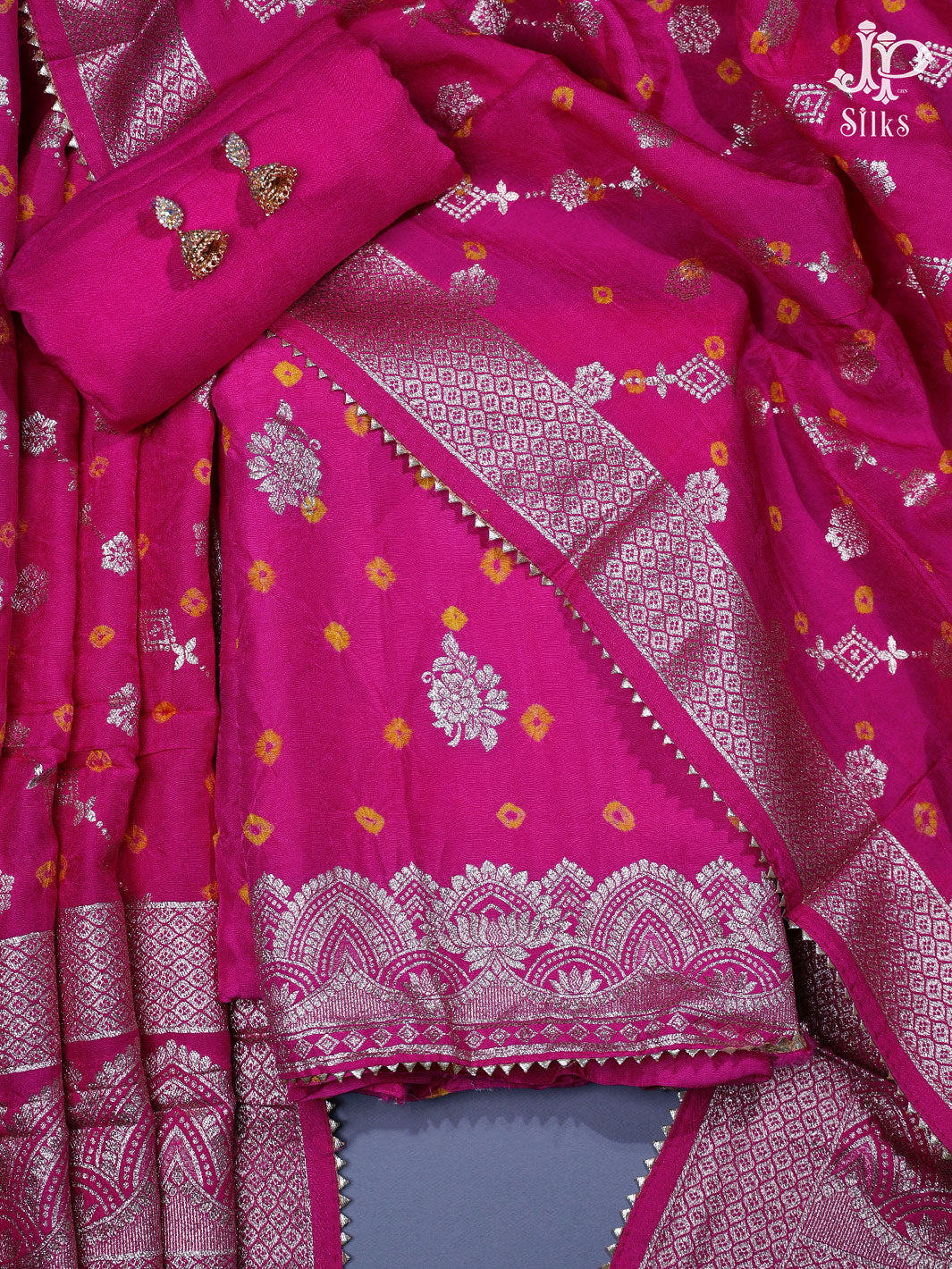 Rani Pink Banaras Chudidhar Material - E1940