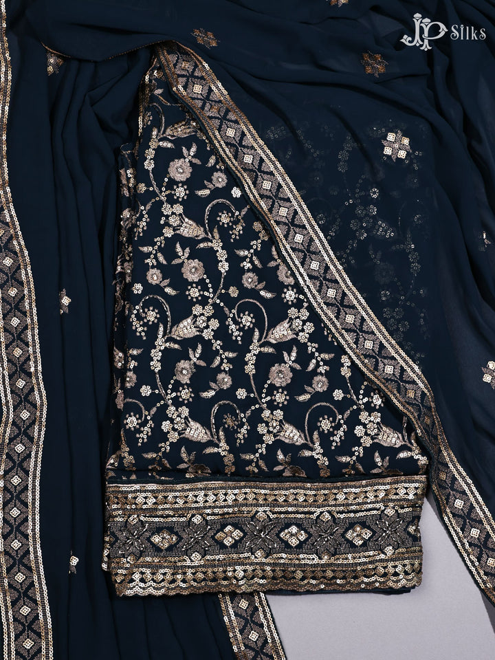 Blue Georgette Unstiched Chudidhar Material - E3525 - View 1