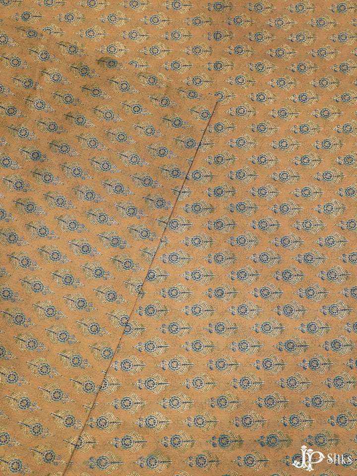 Dark Beige and Ink Blue Cotton Fabric - A7192 - View 2