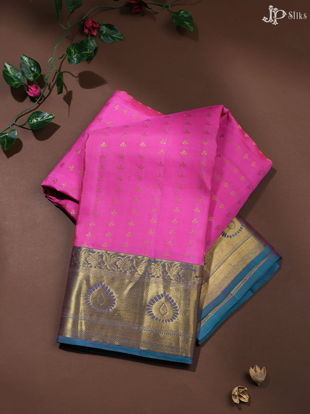 Pink and Teal Blue Dharmavaram silk - E239