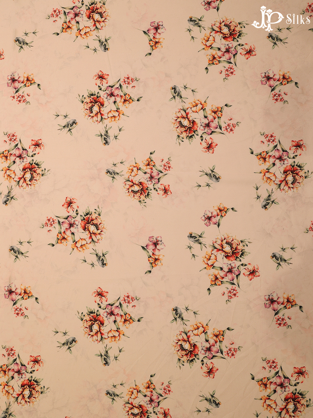 Peach Digital Printed Chiffon Fabric - A14331 - View 1