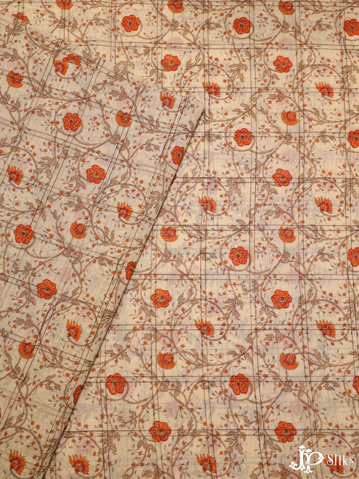 Beige and orange Cotton Fabric - A6516 - View 2