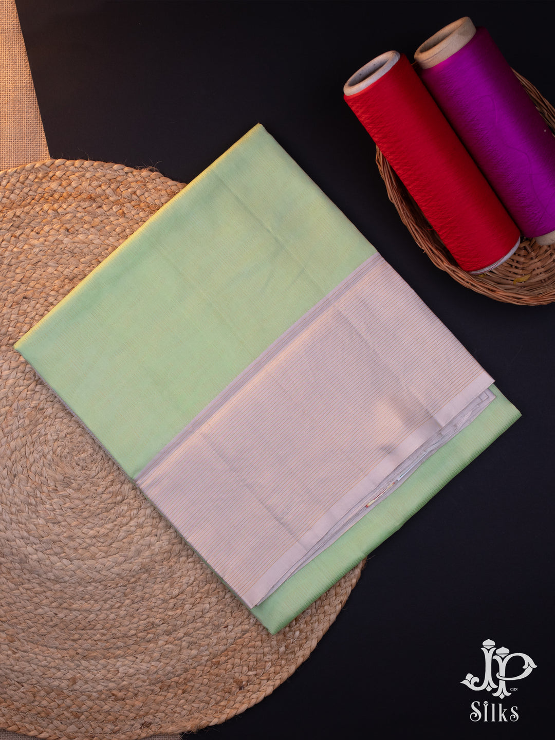 Pista Green and Lavender Soft Silk Saree - D2242 - View 1