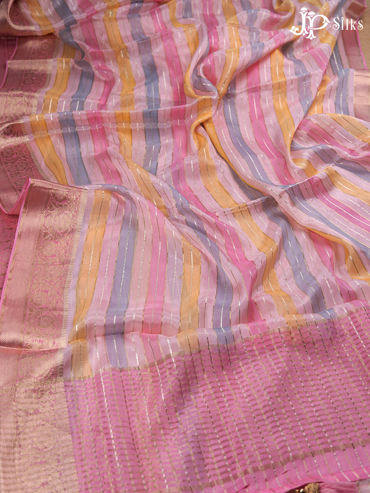 Light Pink And Baby Pink Semi Banarasi Saree - F2900 - View 6