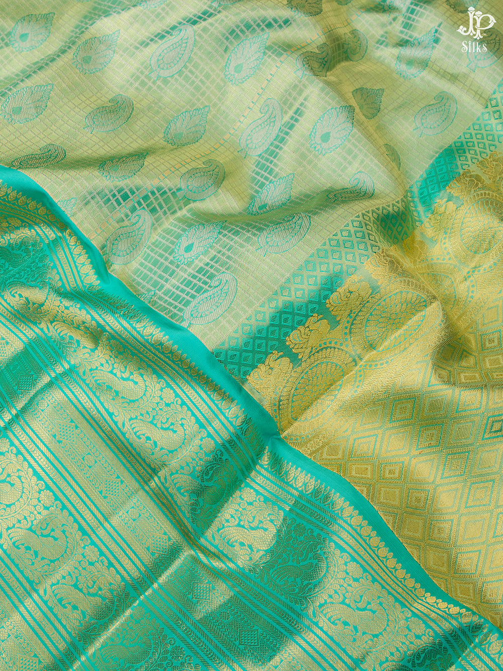 Mint Green Kanchipuram Silk Saree - A7017 - View 2