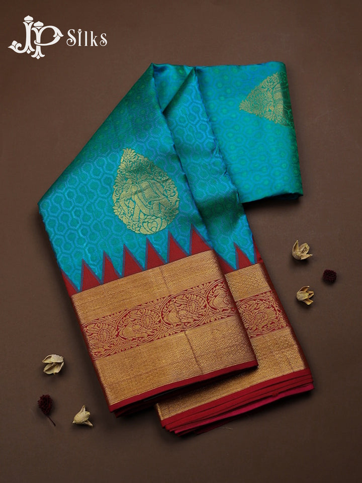 Dual Shade Green with Pink Kanchipuram Silk Saree - A6118 - View 1