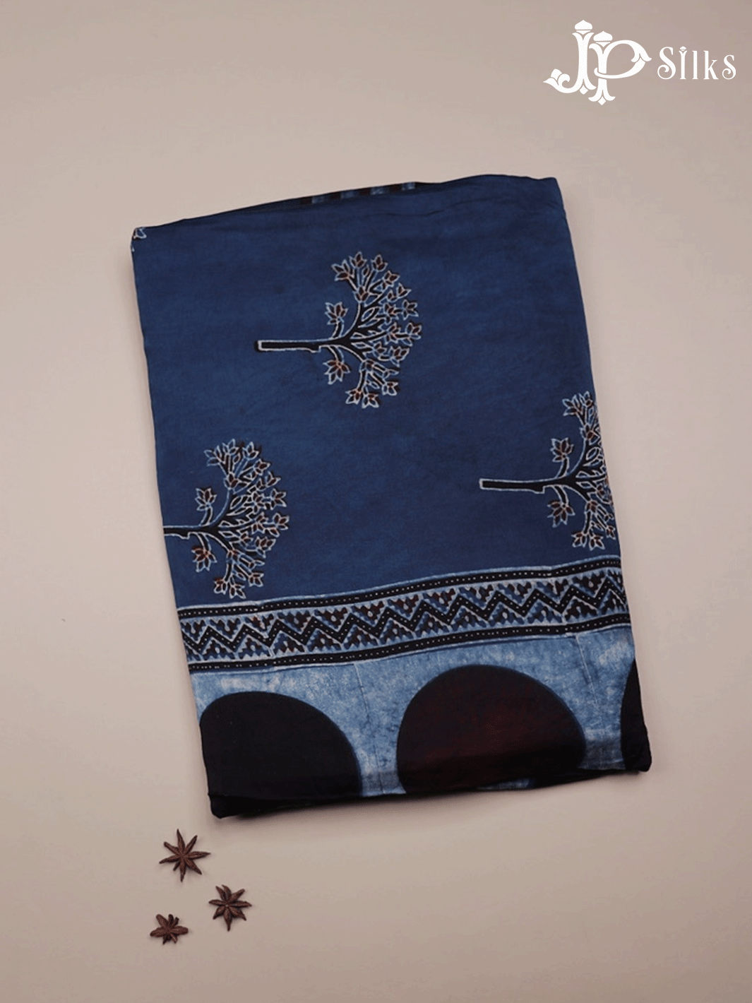 Indigo Blue and Black Ajrakh Printed Modal Silk Fancy Saree - F2279 - View 1