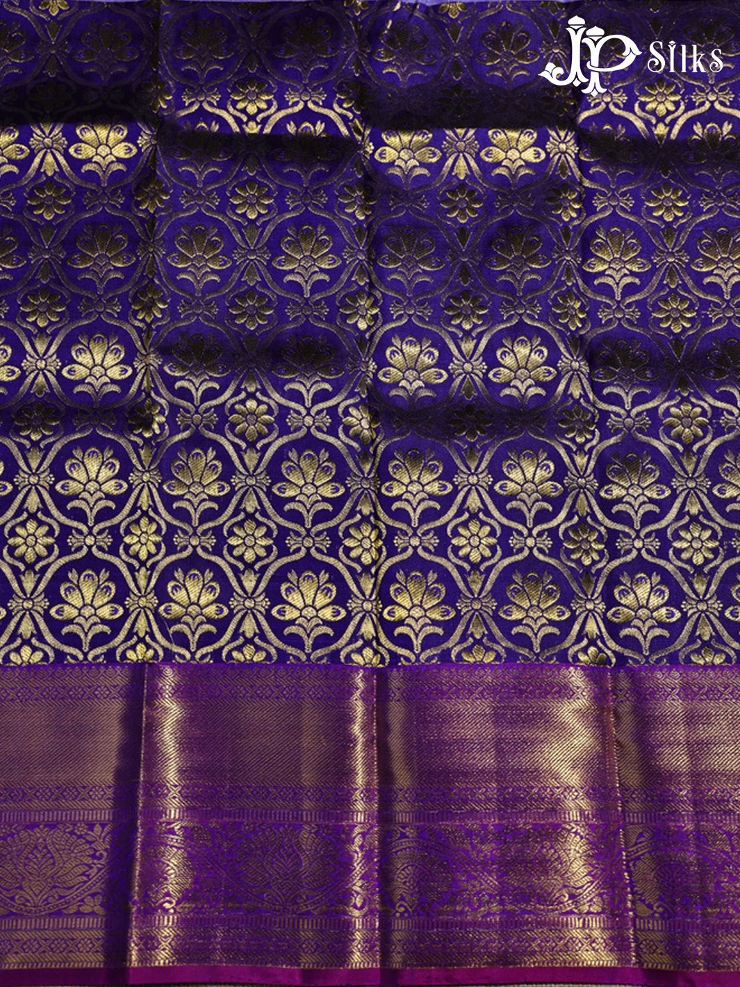 Purple with Pink Pattu Pavadai - D5931 - View 1