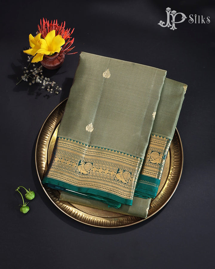 Pastel Green & Teal Green Pure Silk Mix Saree - G923