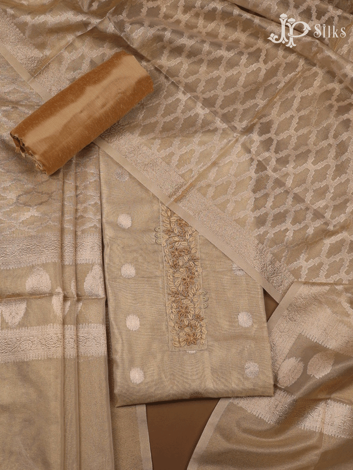 Gold Shimmer Semi-Linen Unstitched Chudidhar Material Set - F160