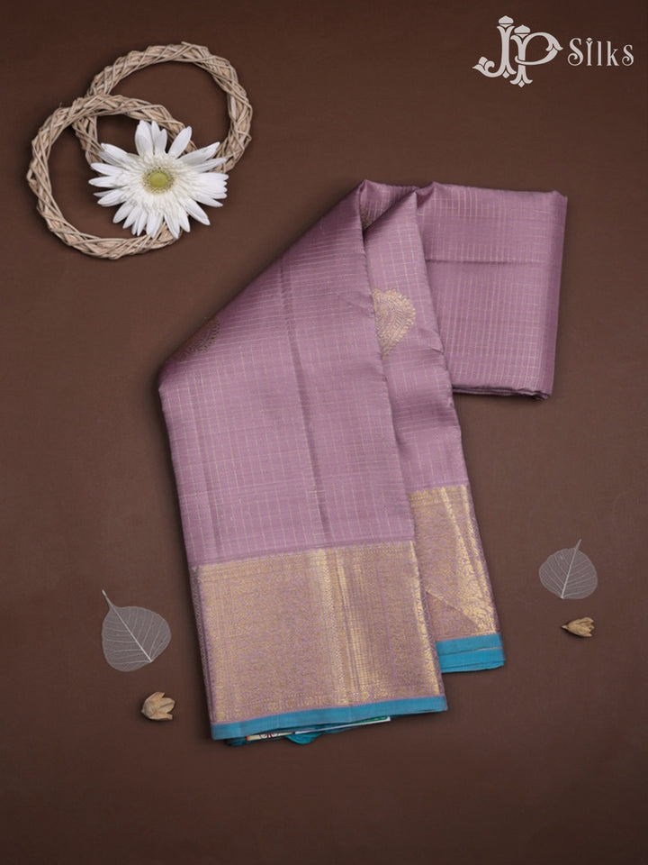 Onion Pink and Teal Green Kanchipuram Silk Saree - F535