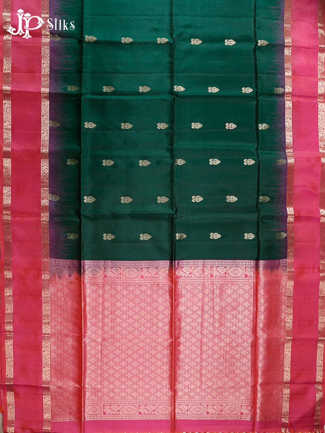 Bottle Green & Reddish Pink Soft Silk Saree - F2912