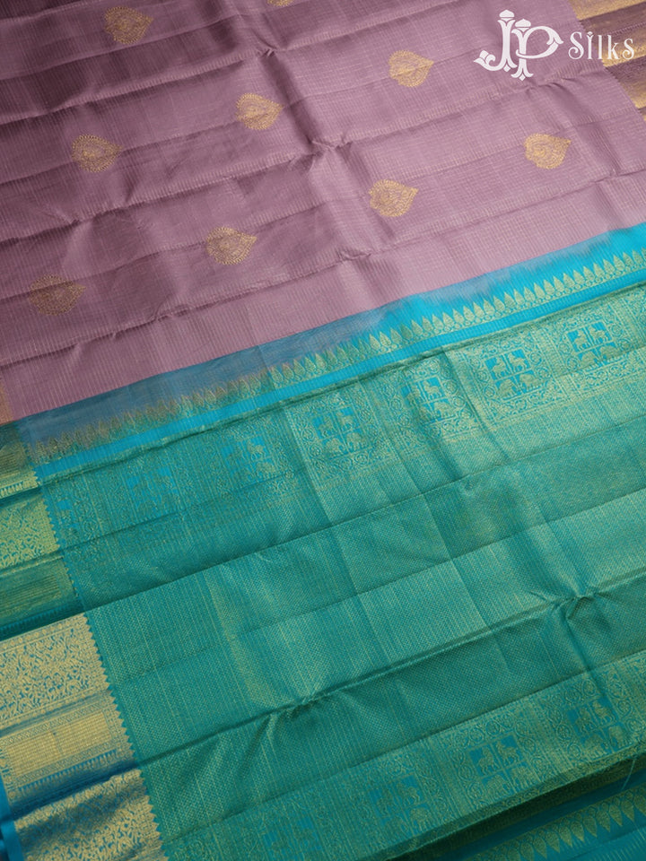 Onion Pink and Teal Green Kanchipuram Silk Saree - F535