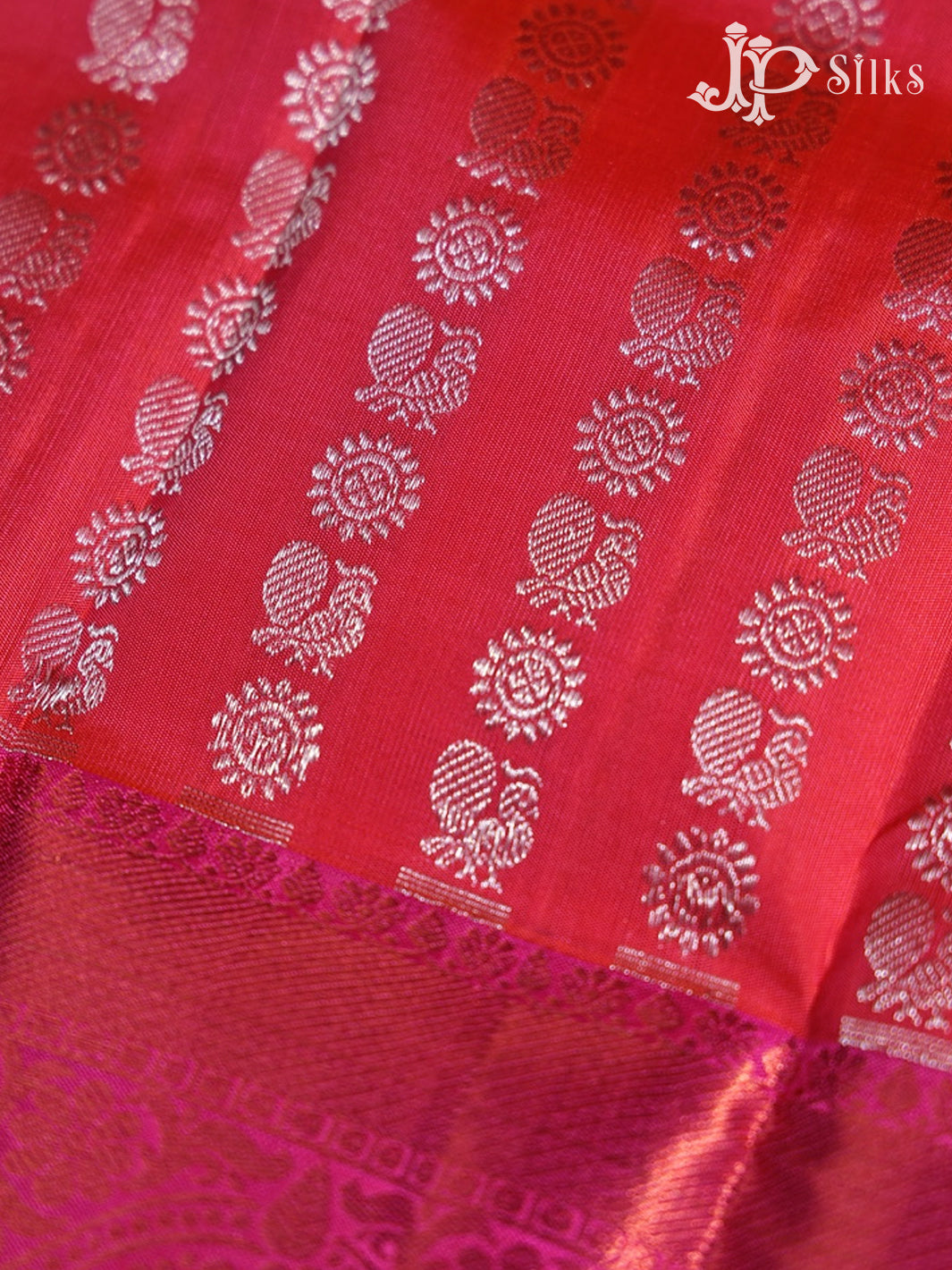 Dark Peach Pink with Pink Pattu Pavadai - D5930 - View 2