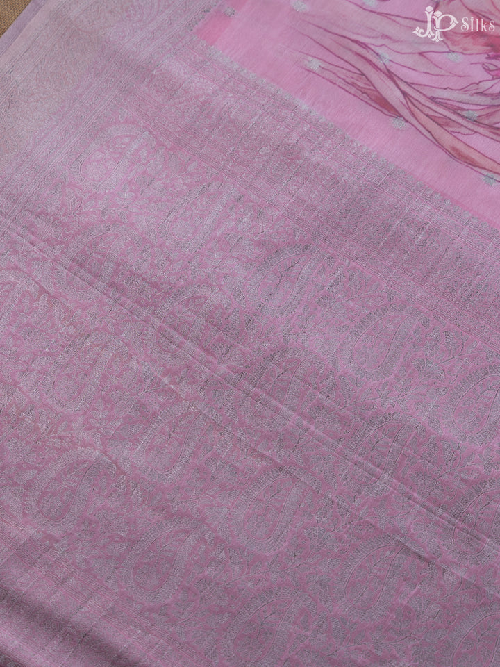 Baby Pink Chiffon Crush Saree - F2650 - View 5