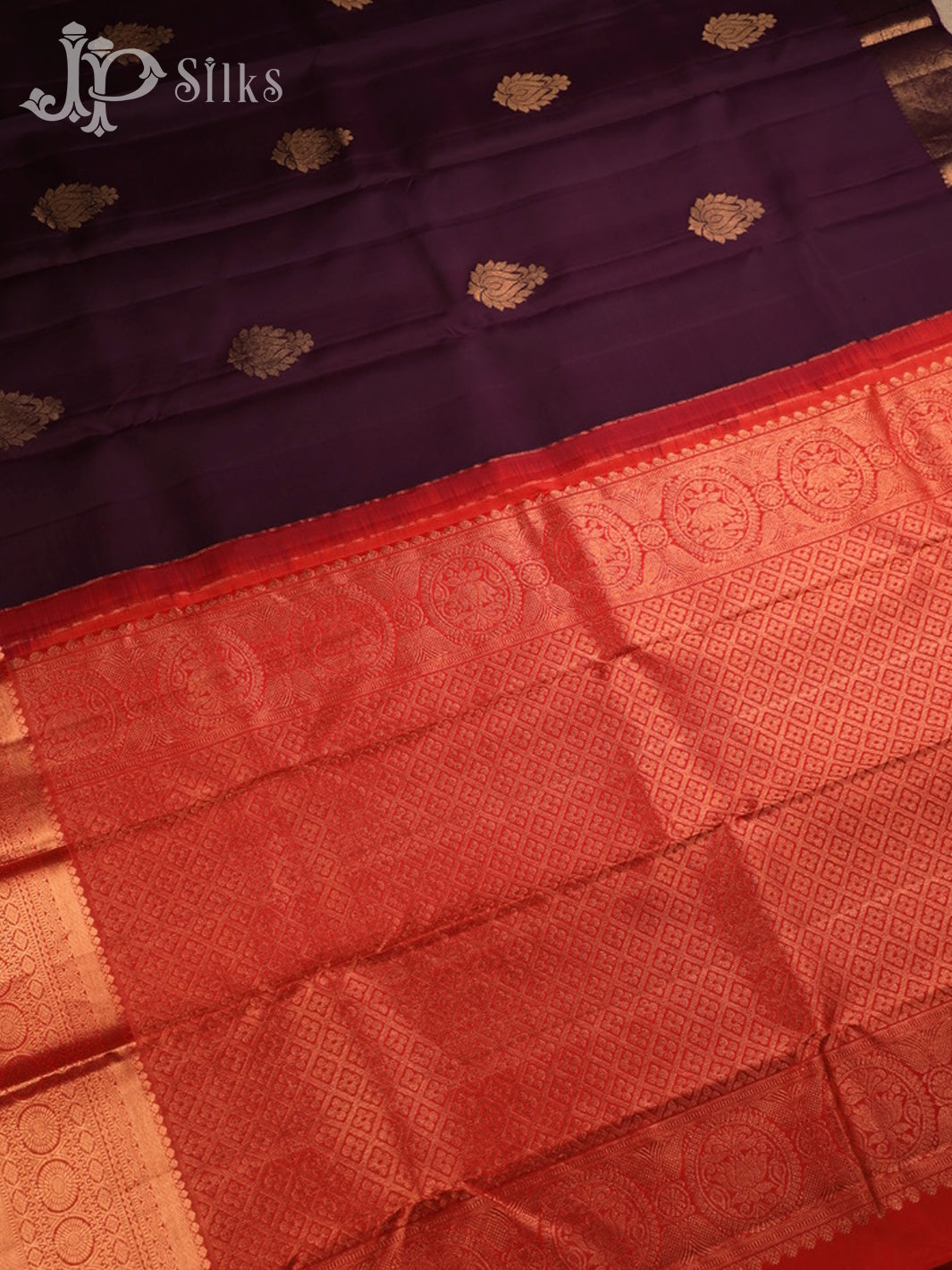 Grape and Orange Kanchipuram Silk Saree - E4704