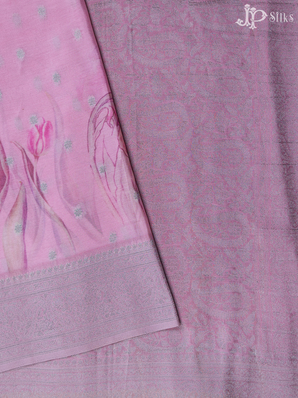 Baby Pink Chiffon Crush Saree - F2650 - View 2