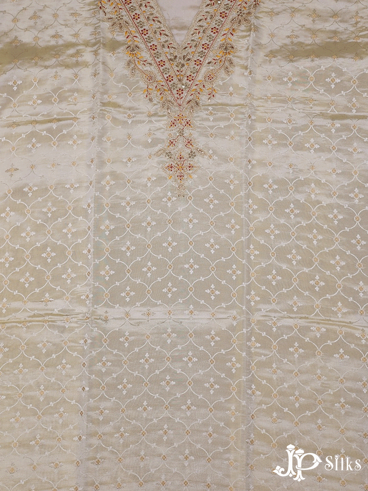 Off White Unstitched Chudidhar Material with Bandhani Dupatta - F174