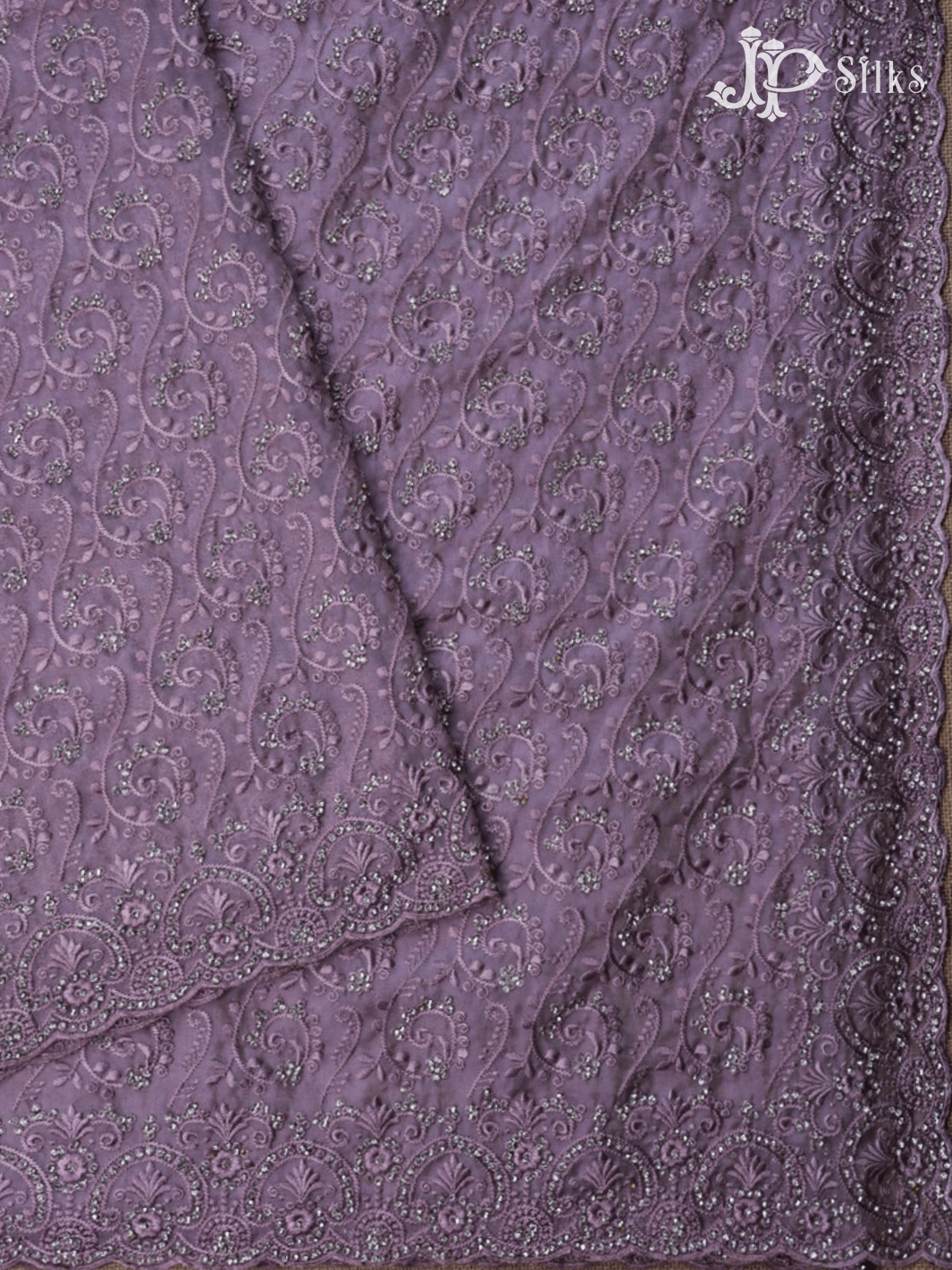 Purple Floral Design Organza Fancy Saree - D5441 - View 3