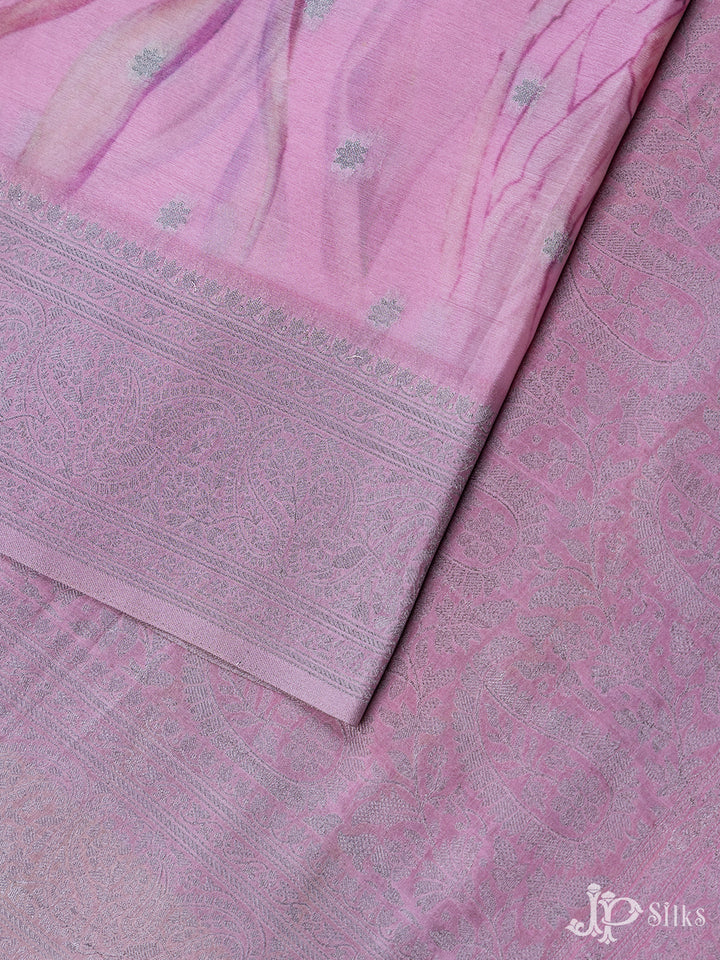 Baby Pink Chiffon Crush Saree - F2650 - View 4