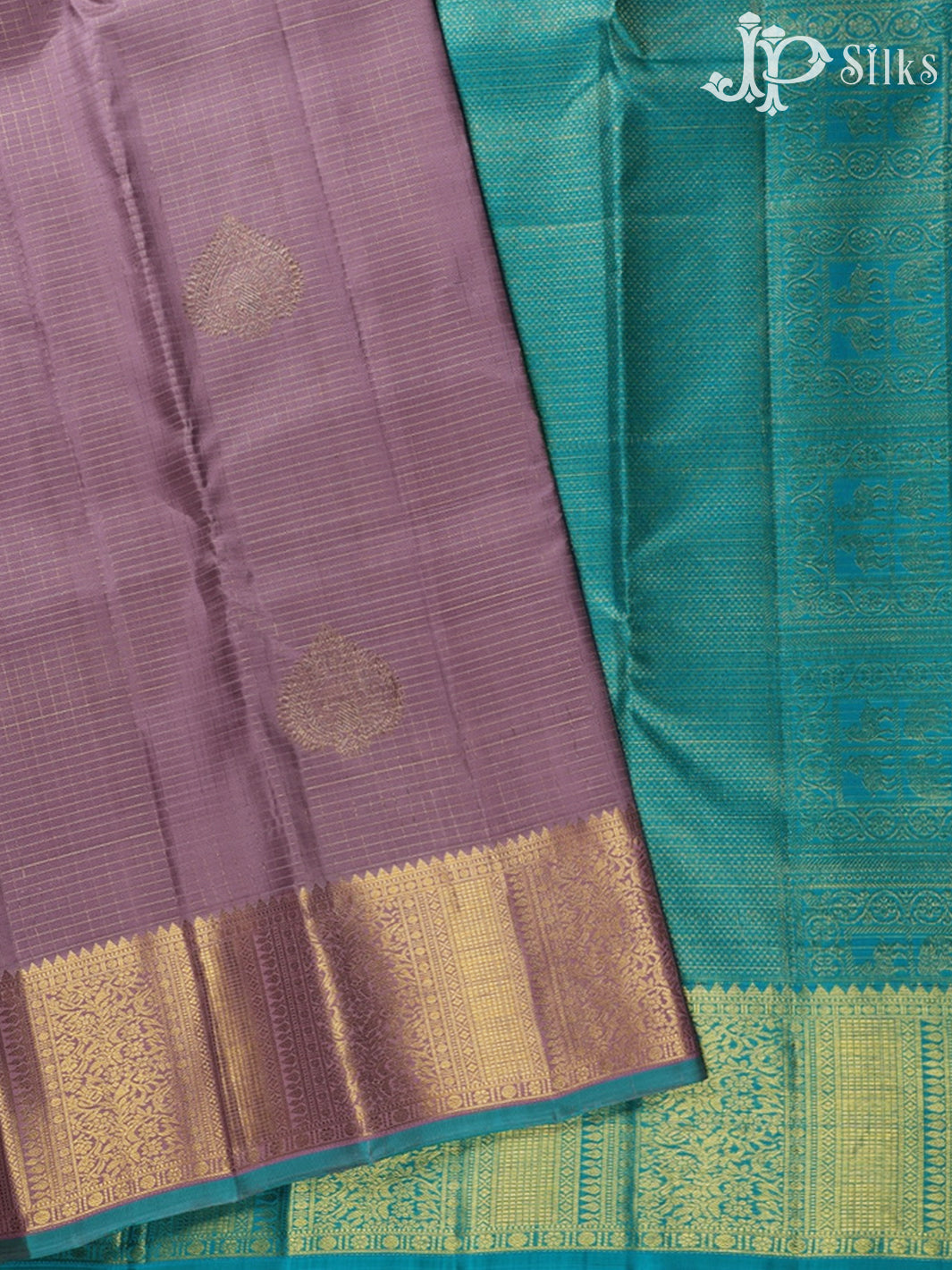 Onion Pink and Teal Green Kanchipuram Silk Saree - F535