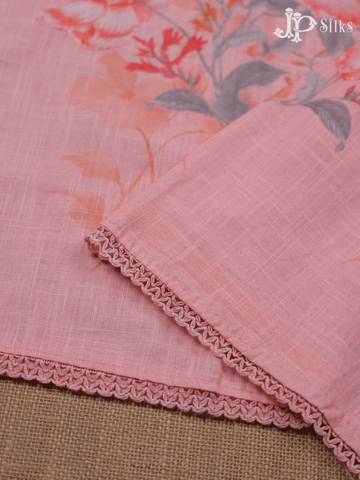 Peach Pink Unstitched Chudidhar Material Set - F143