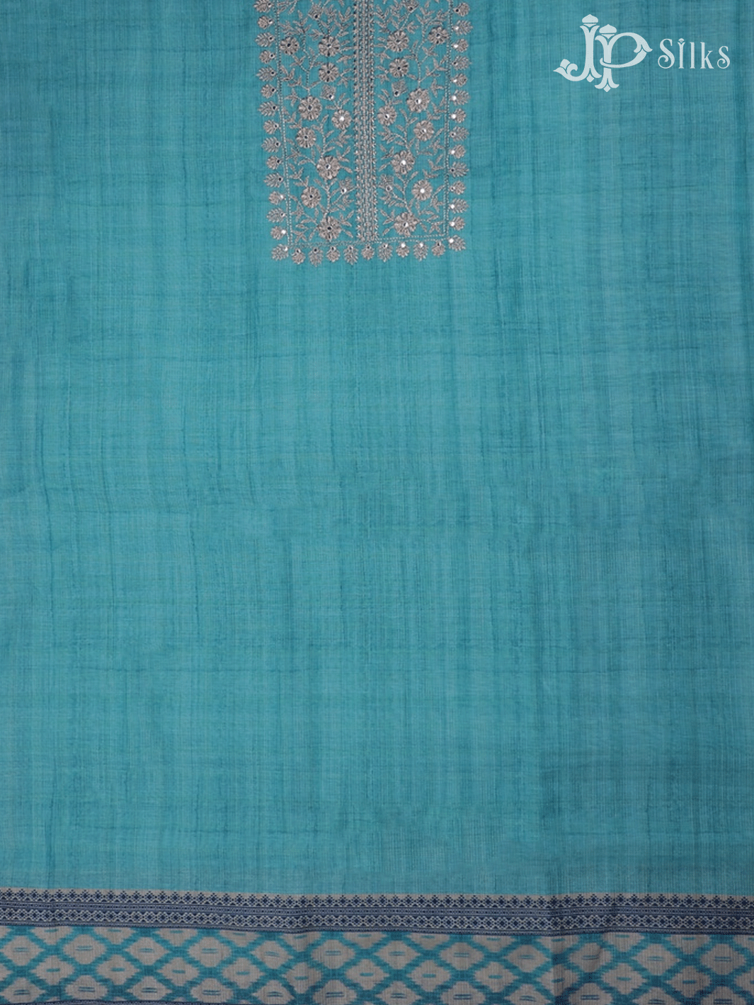 Blue Green Poly Raw Silk Chudidhar Material - D5267