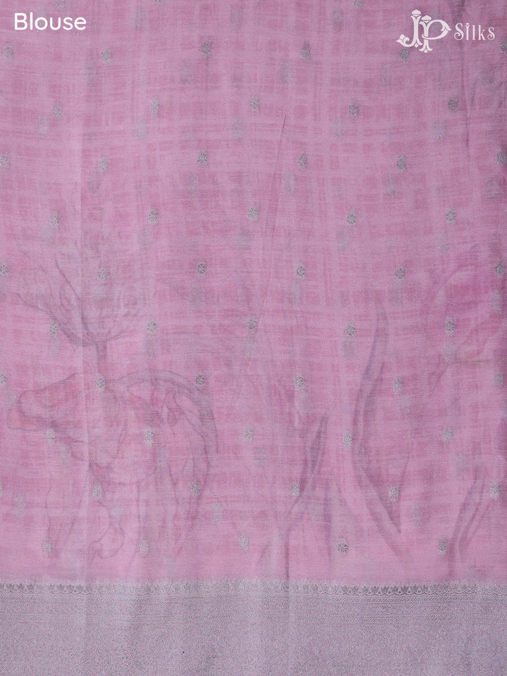 Baby Pink Chiffon Crush Saree - F2650 - View 7