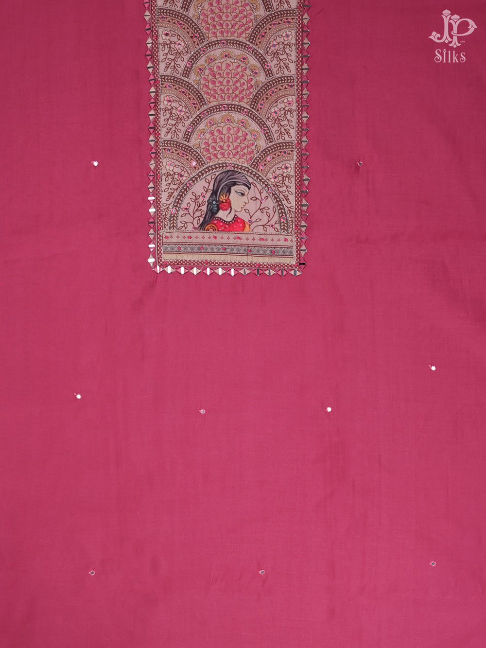 Pink and Multicolor Semi Crepe Chudidhar Material - E1924 - View 1