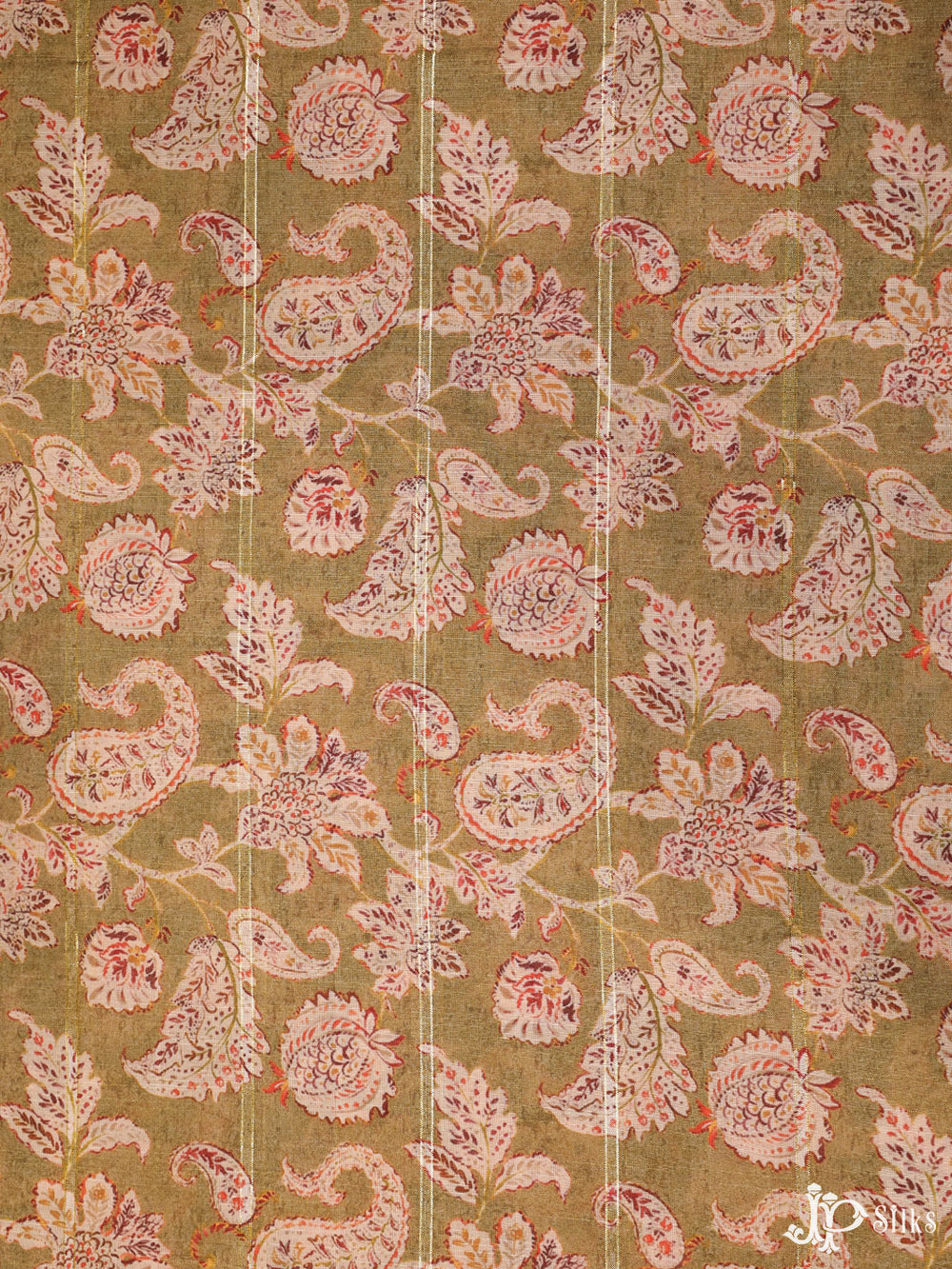 Green Digital Printed Munga Cotton Fabric - E3330 - View 1