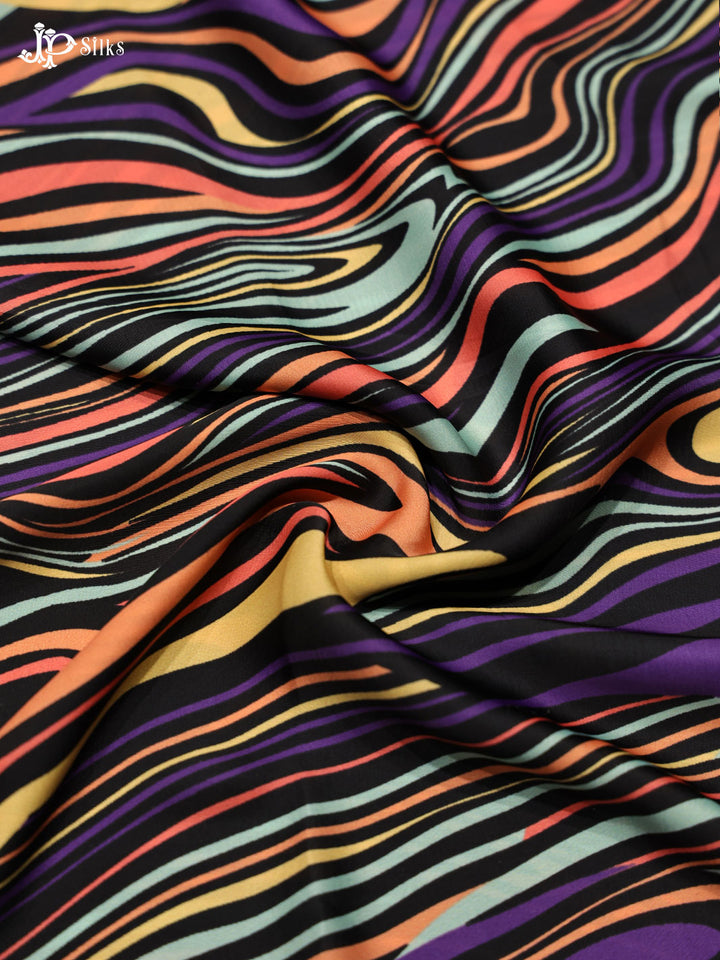 Multicolor Digital Printed Crepe Fabric - E3317