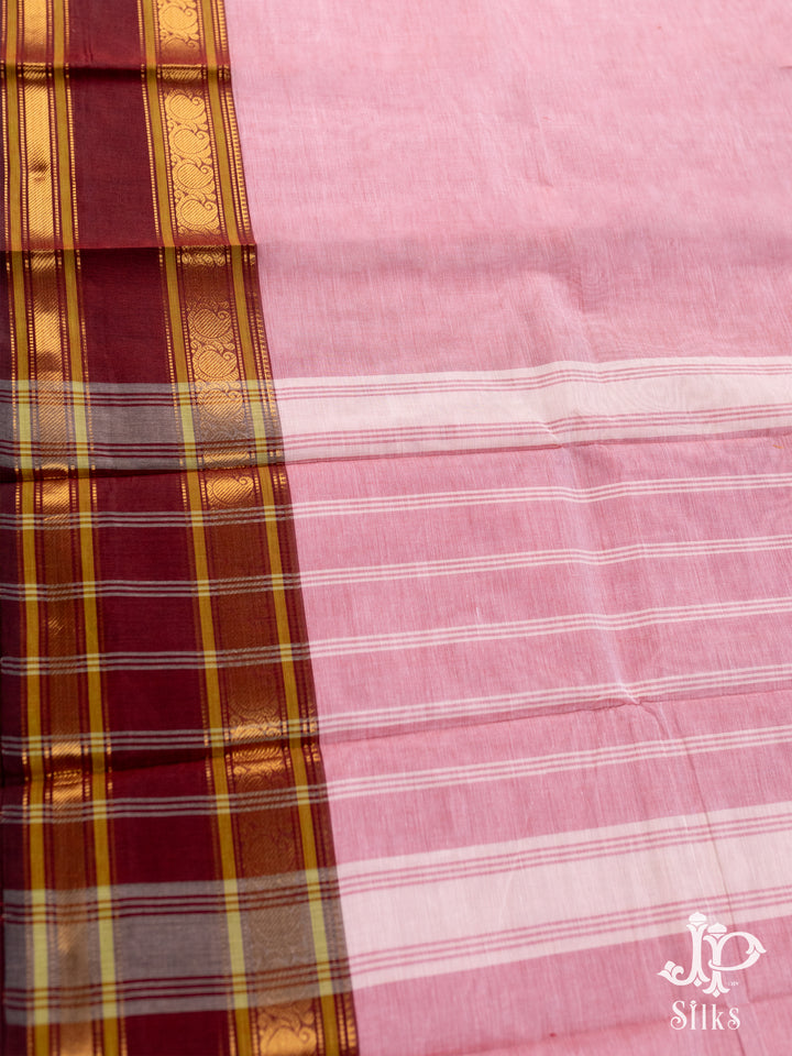Onion Pink and Maroon Cotton Saree - D2559 - View 3