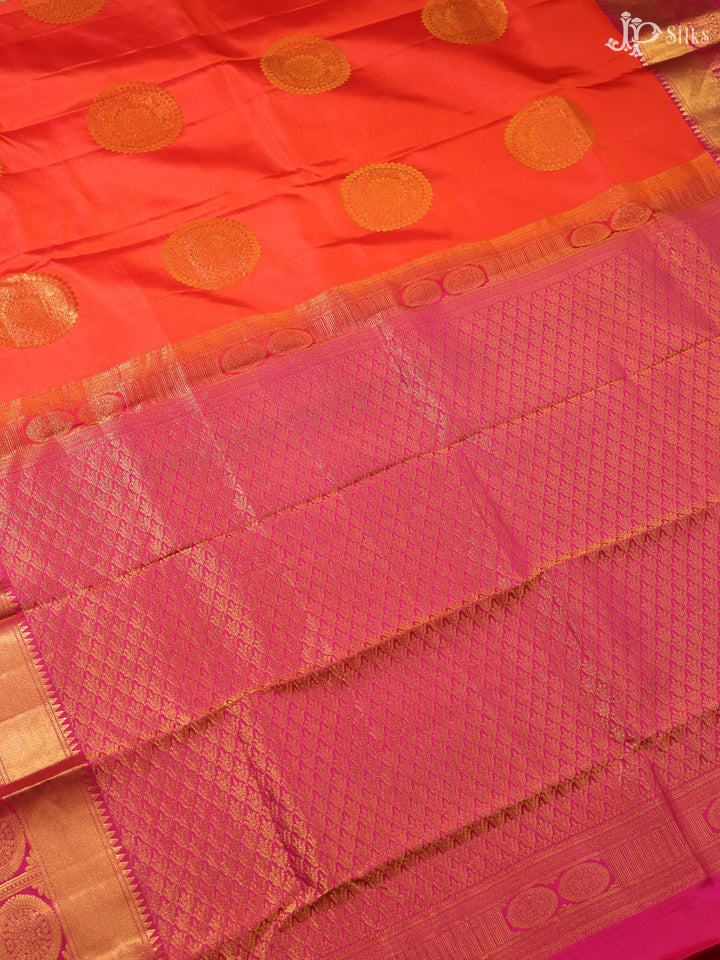 Orange and Pink Dharmavaram silk - E248 - View 1