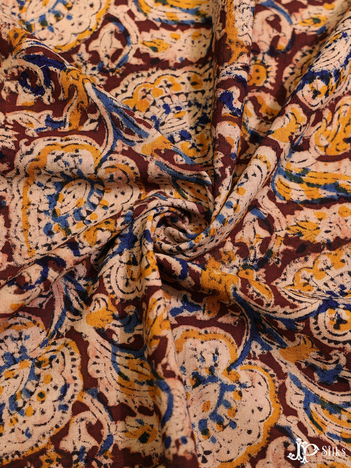 Multicolor Kalamkari Cotton Fabric - D280 - View 3