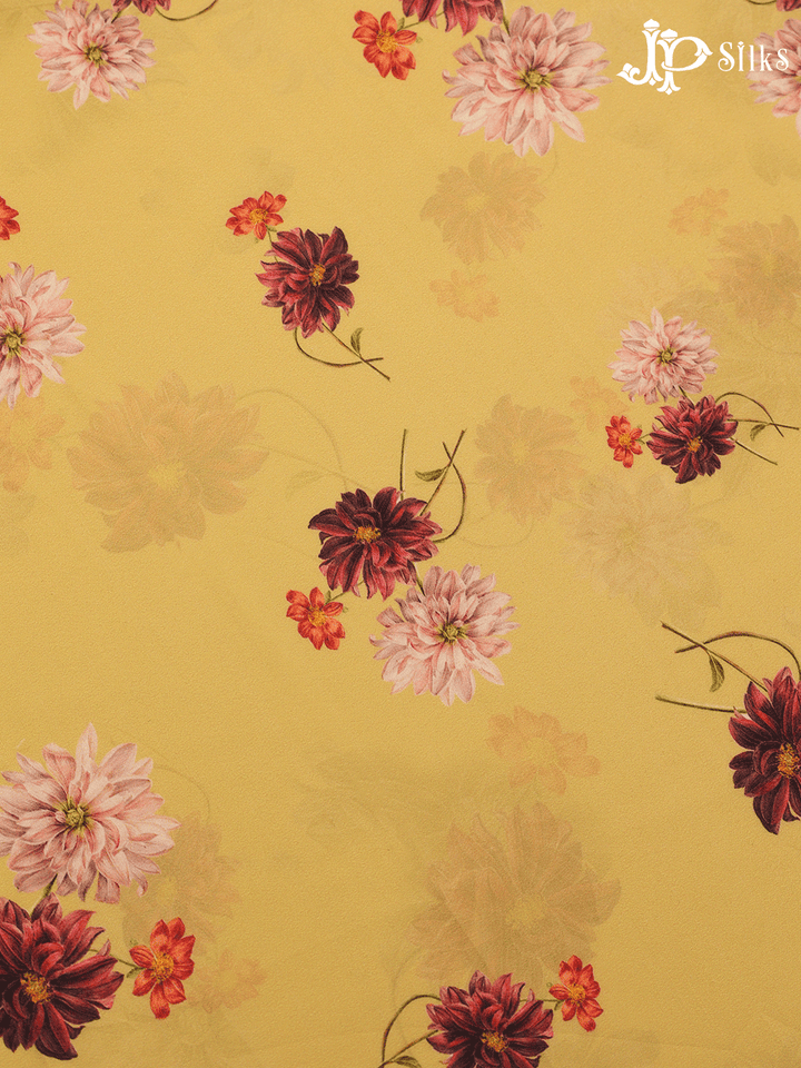 Yellow Digital Printed Chiffon Fabric- A14327 - View 2