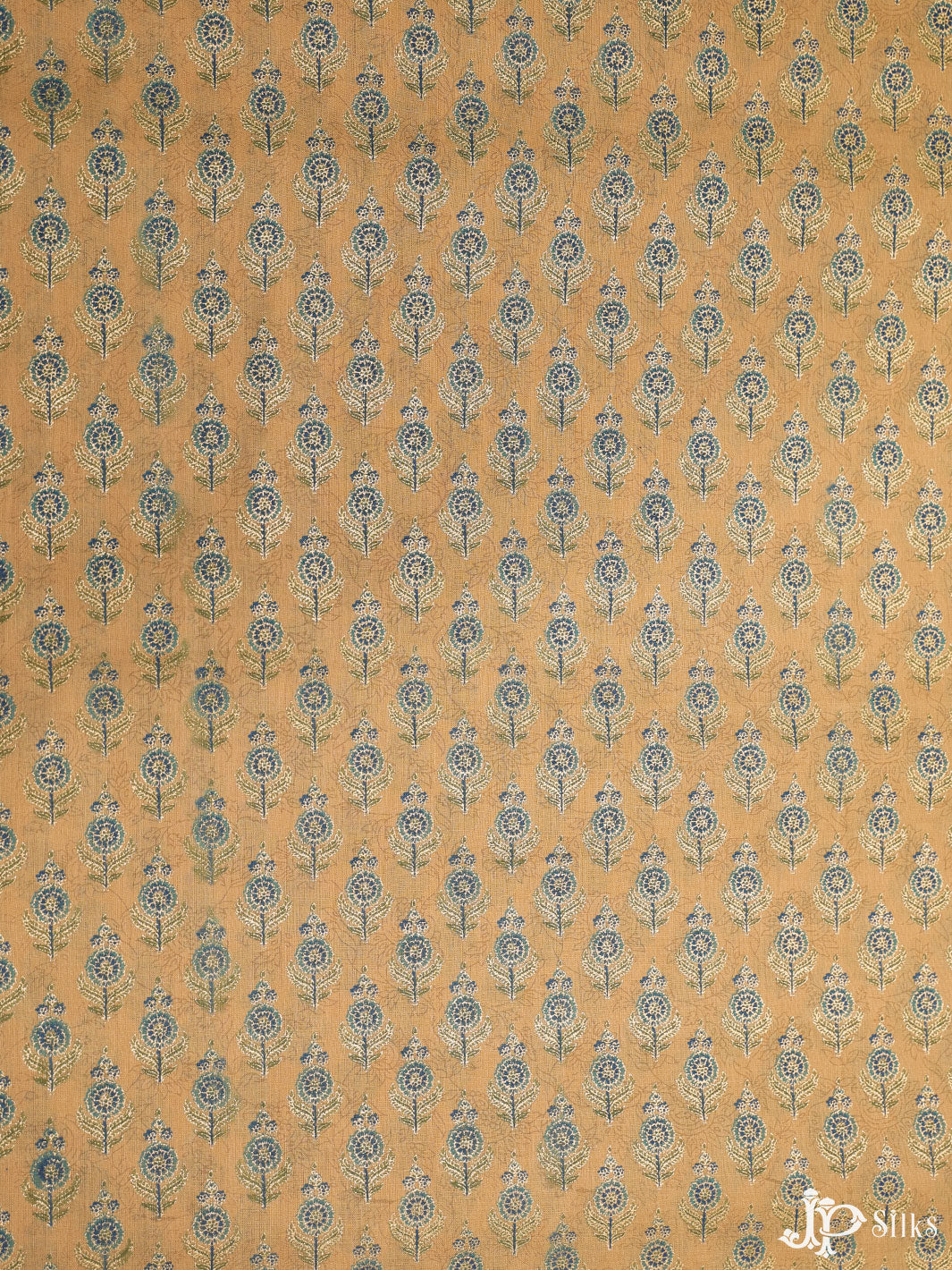 Dark Beige and Ink Blue Cotton Fabric - A7192 - View 1