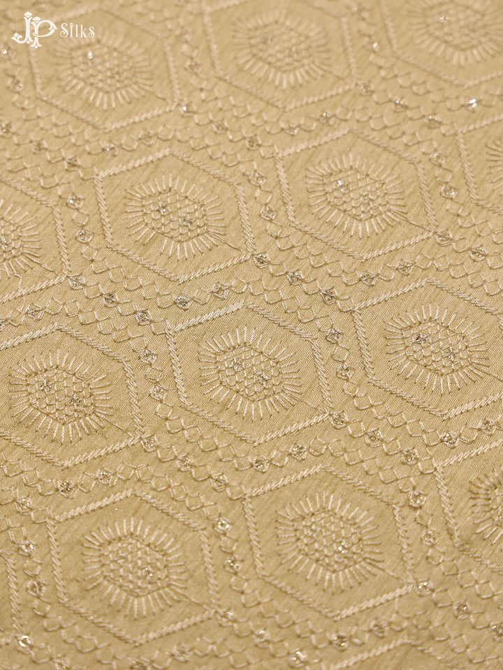 Cream Digital Printed Semi Raw Silk - E4219 - View 2