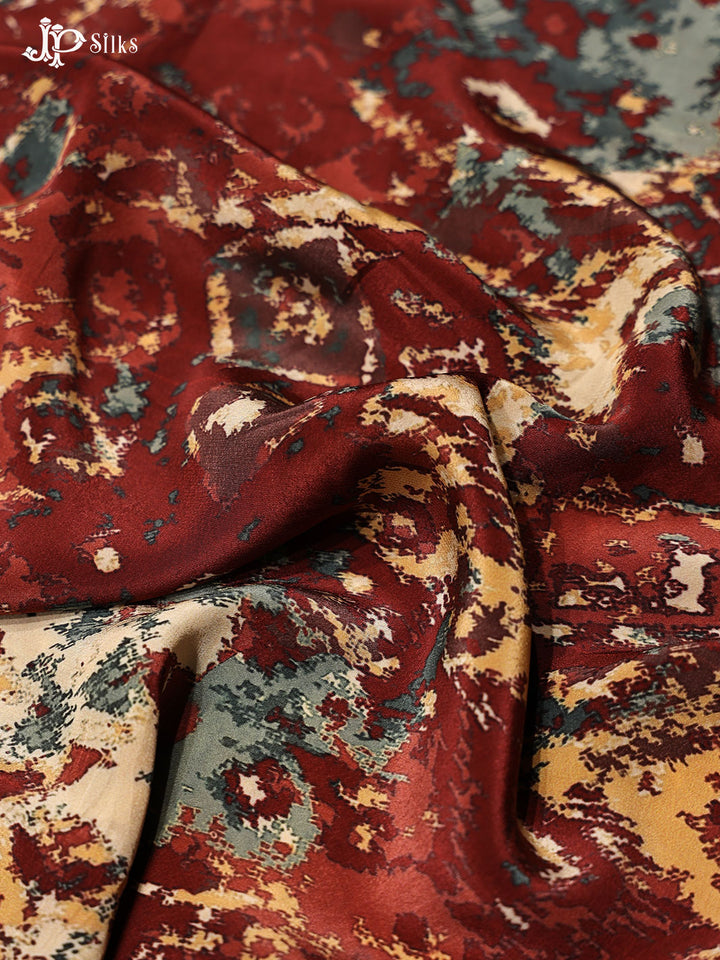 Maroon Digital Printed Viscose Crepe Fabric - E4010