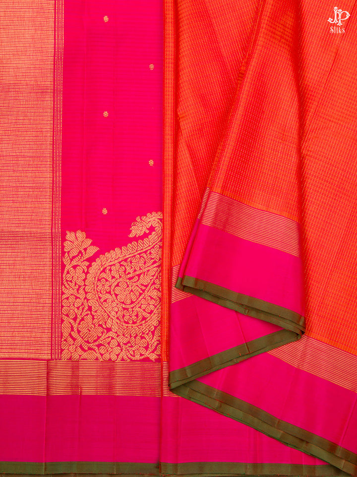 Orange and Pink Kanchipuram Silk Saree - D8173 - View 5