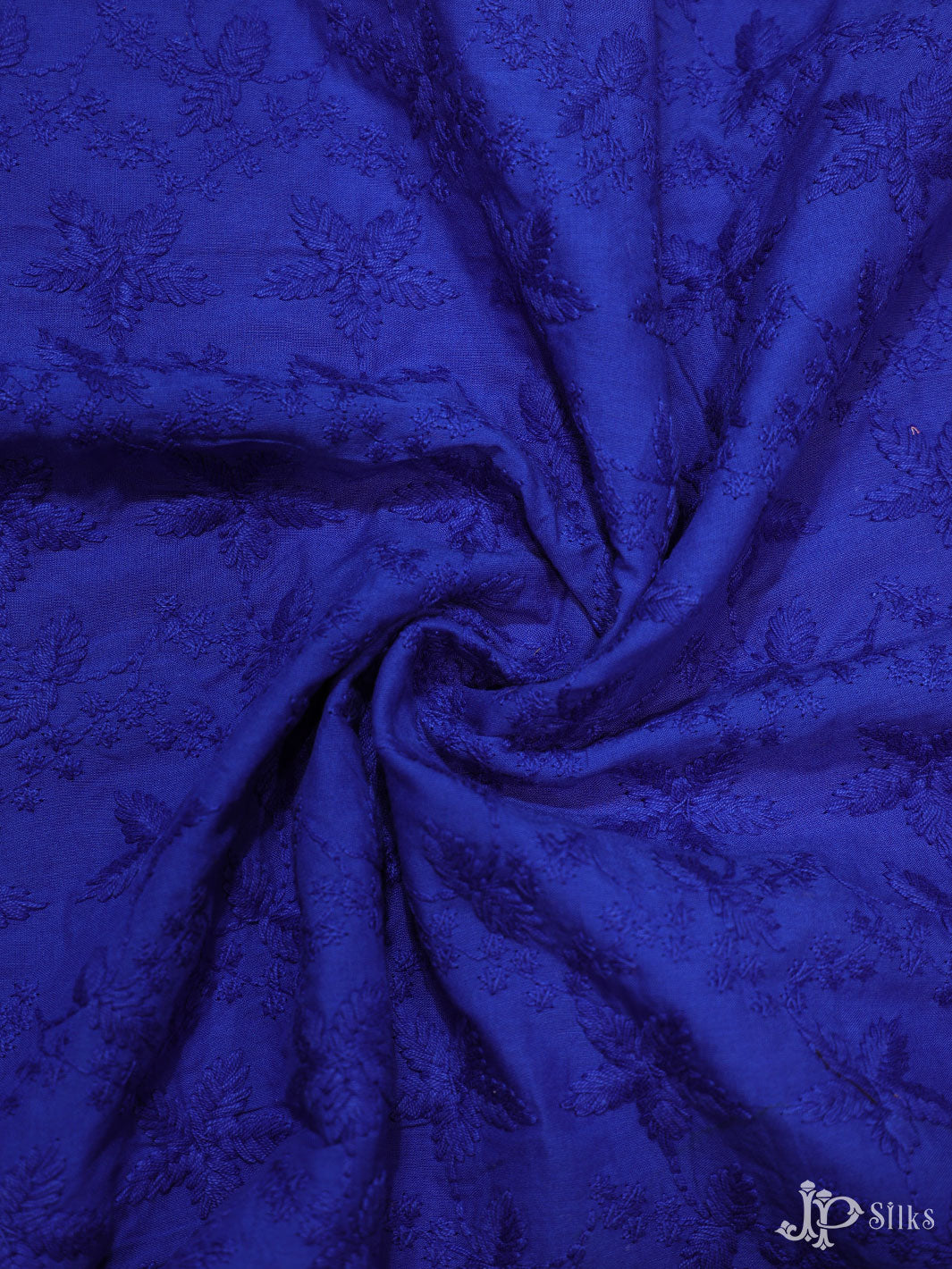 Ink Blue Cotton Chikankari Fabric - C3981 - View 4