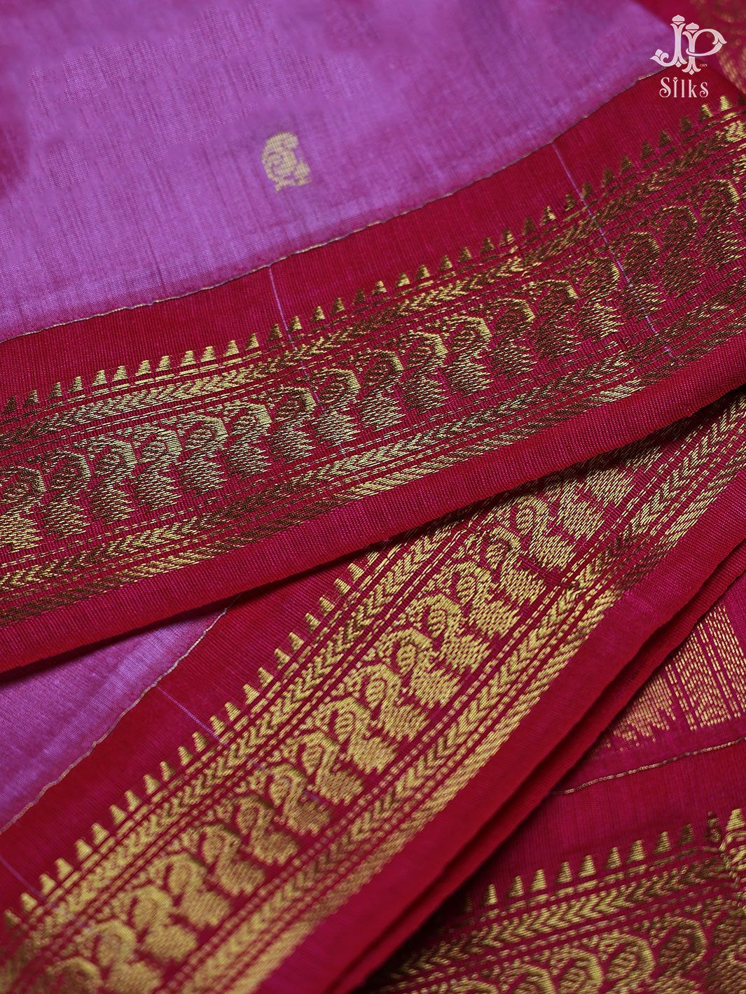 Pink and Rani Pink Cotton Saree - E260 - View 1