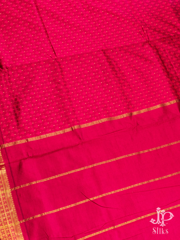 Red Poly Cotton Saree - D196 - View 2
