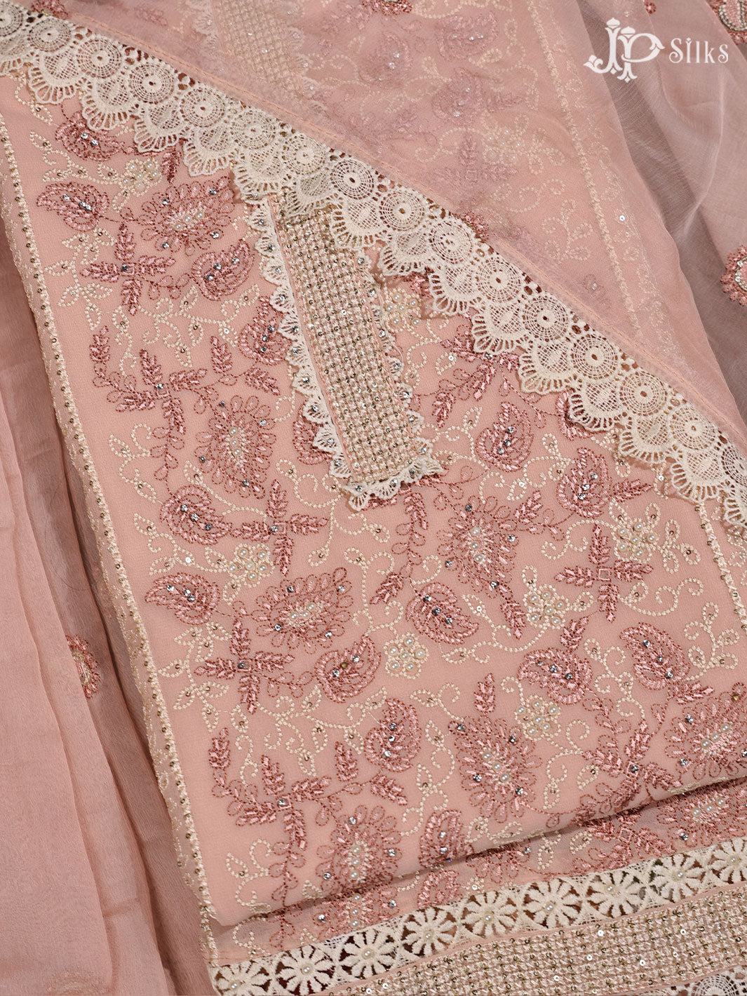 Pink Georgette Unstiched Chudidhar Material - E3536 - View 6