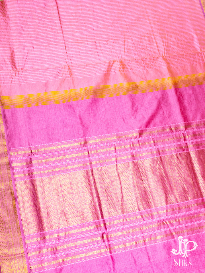 Baby Pink Poly Cotton Saree - D1175 - View 2