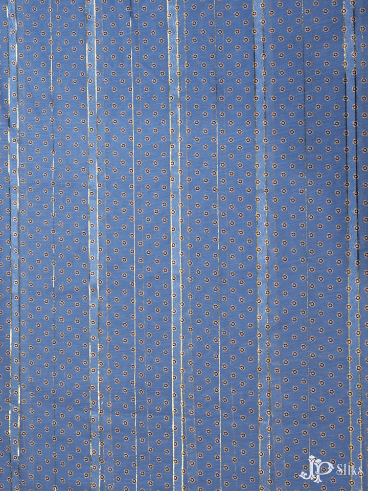 Blue Digital Printed Munga Cotton Fabric - E3324 - View 1