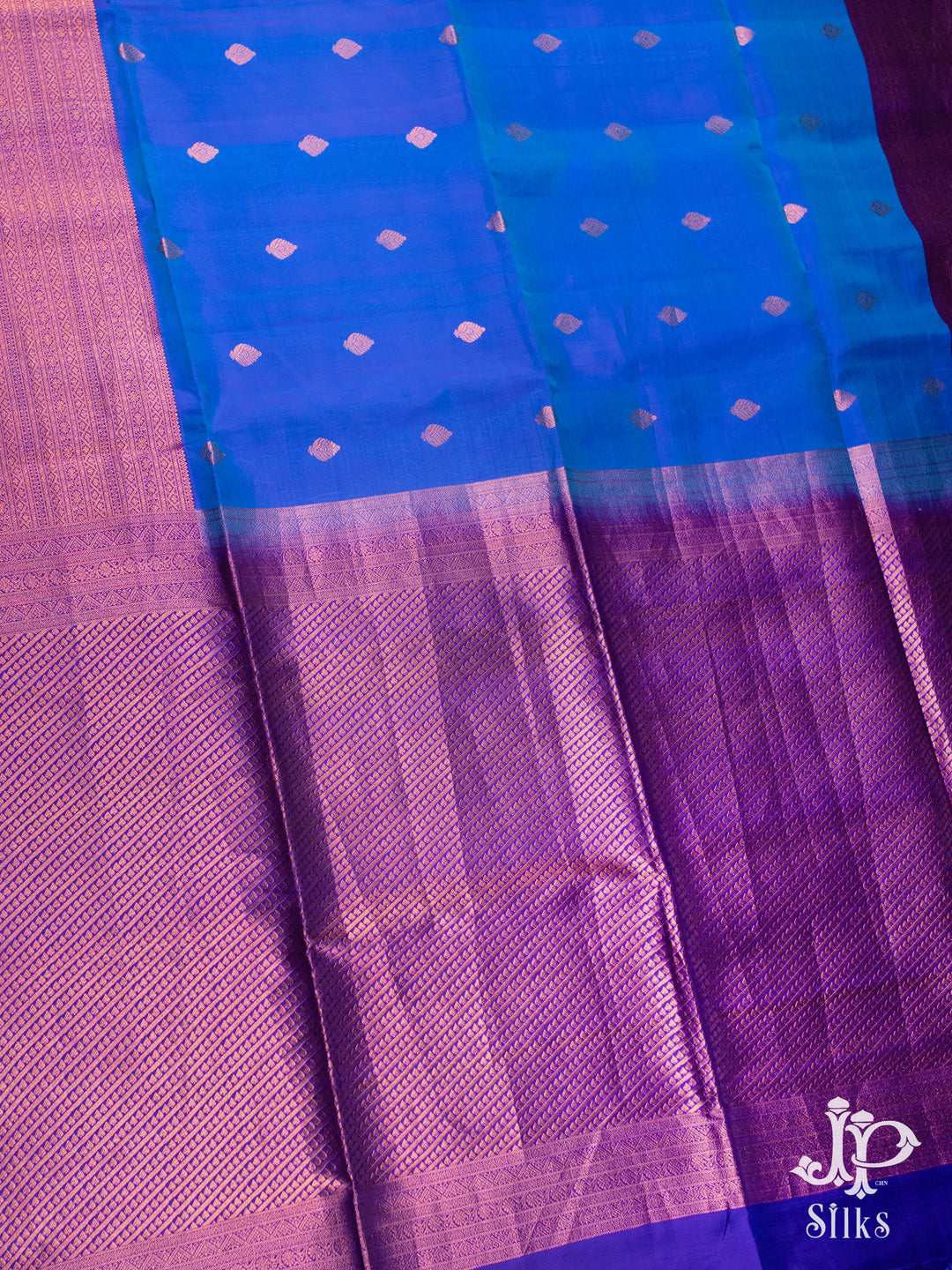 Ink Blue and Purple Soft SIlk Saree - D6158 - View 4
