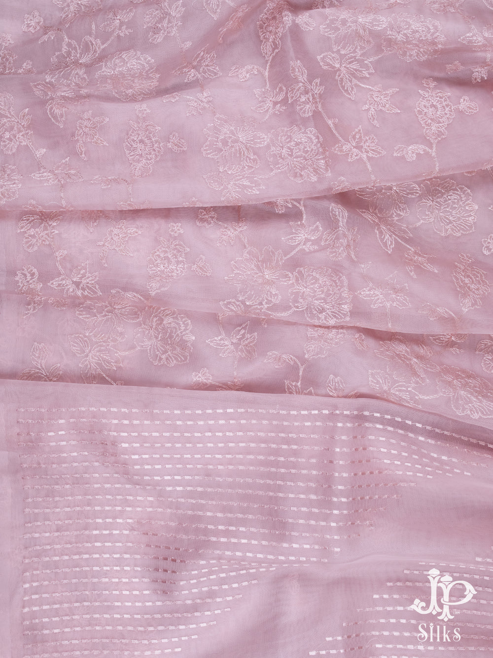Baby Pink Organza Fancy Saree - E746 -VIew 1