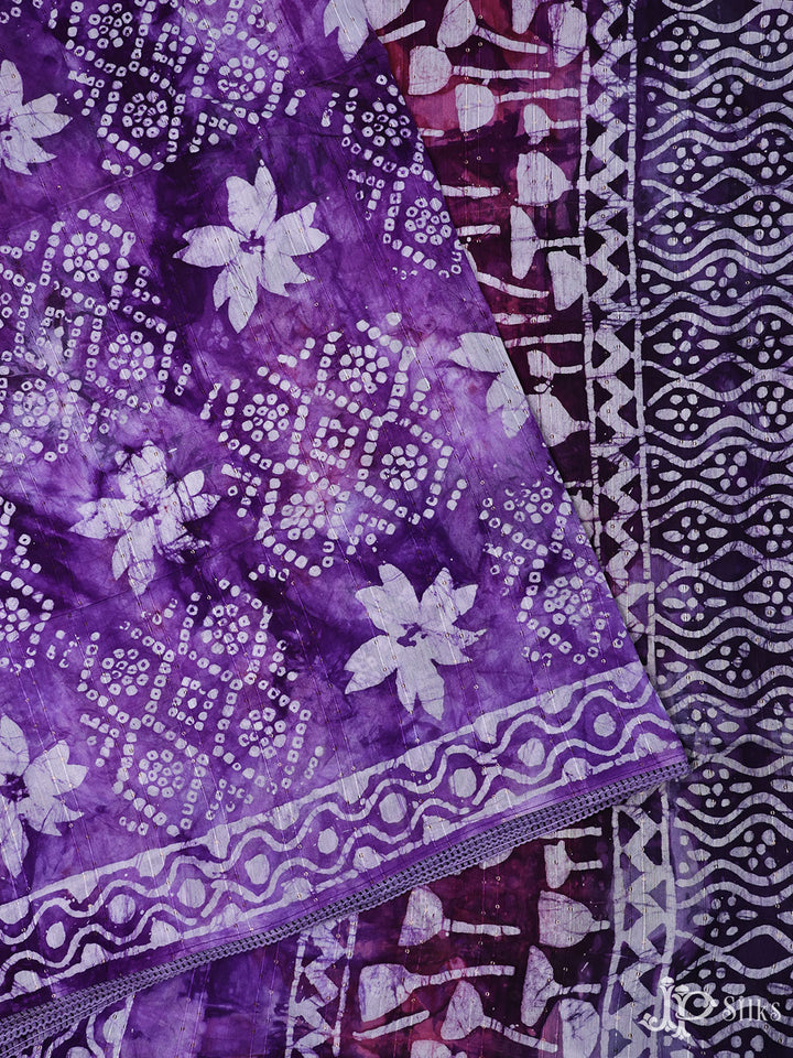 Purple Cotton Saree - E1362 - View 5