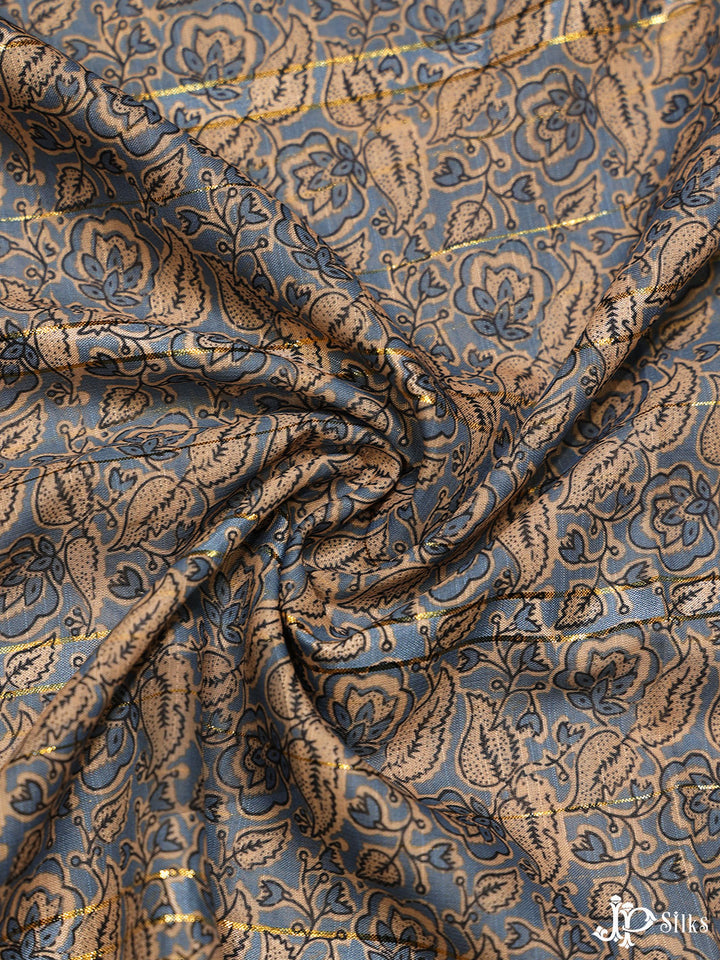 Blue Digital Printed Munga Cotton Fabric - E3325 - View 3