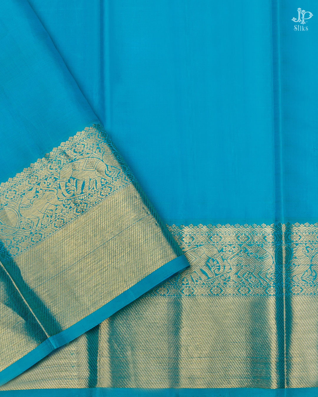 Yellow and Teal Blue Kanchipuram Silk Saree - D2216 - View 4
